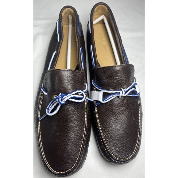 $190 Cole Haan Grant Canoe Dark Brown Pebble Leather Loafer Size 13 M NWOB main image 4